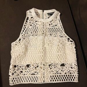 Express Ivory Lace Crop Top